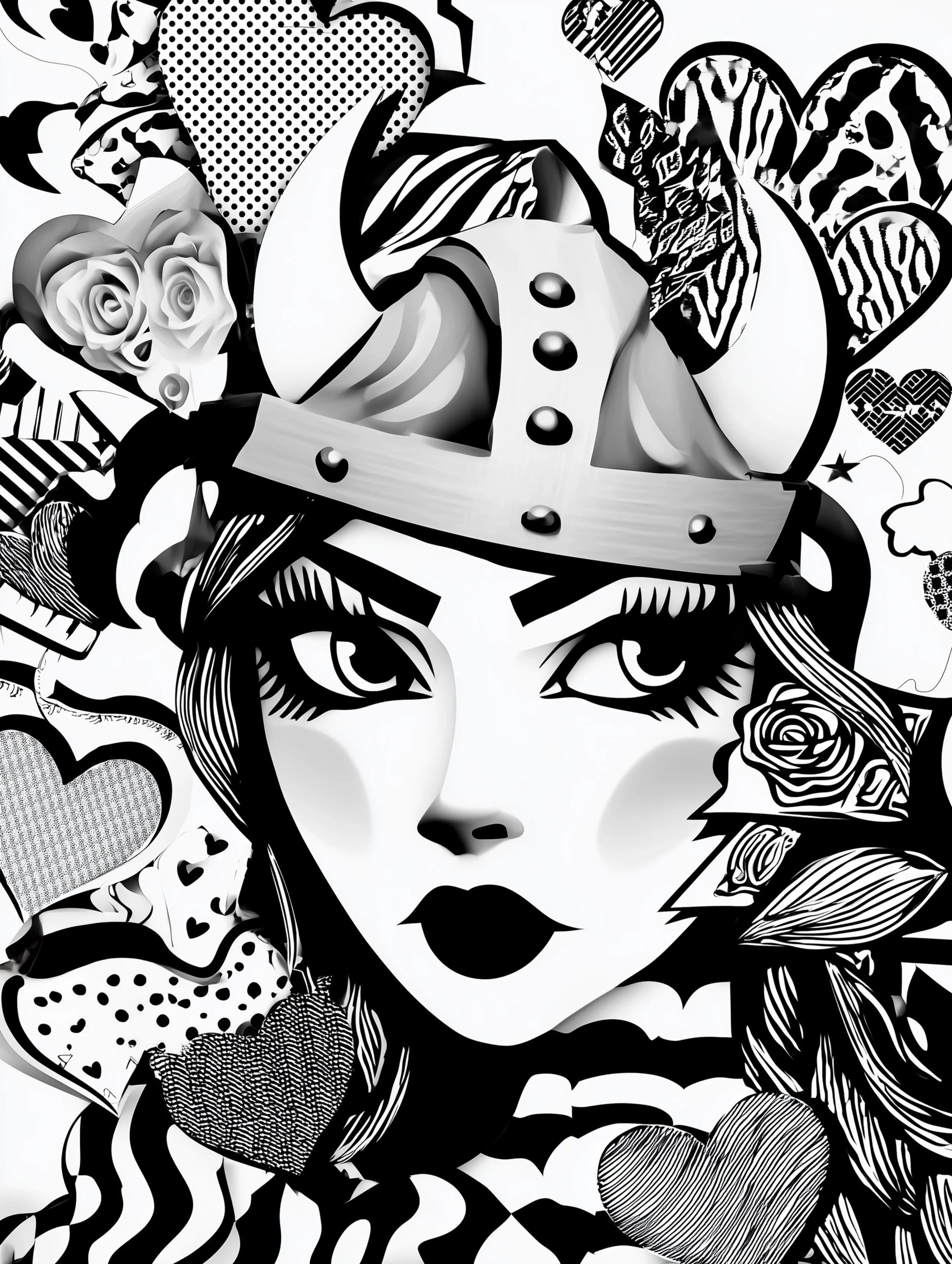 Free printable viking coloring page for adults featuring a viking woman wearing a horned helmet